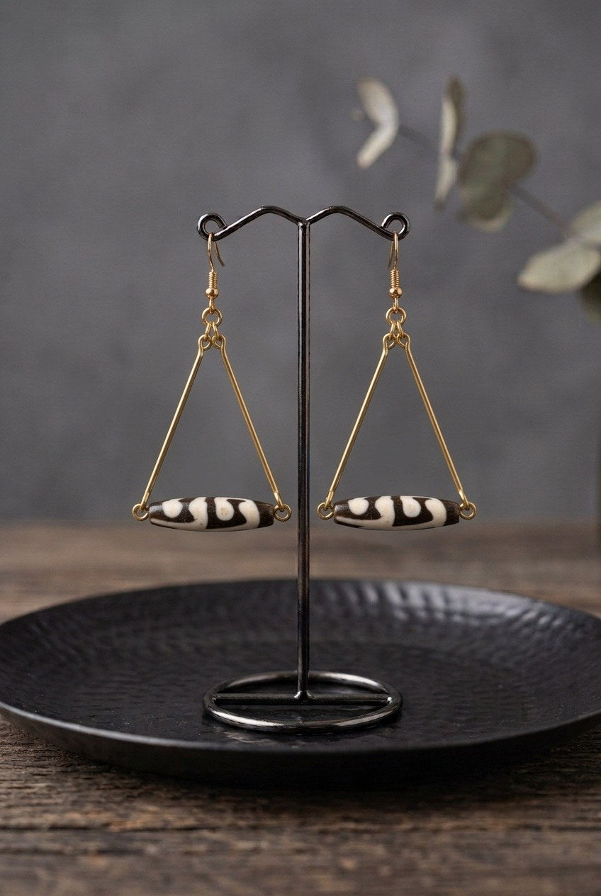 Zebra Triangle Earrings