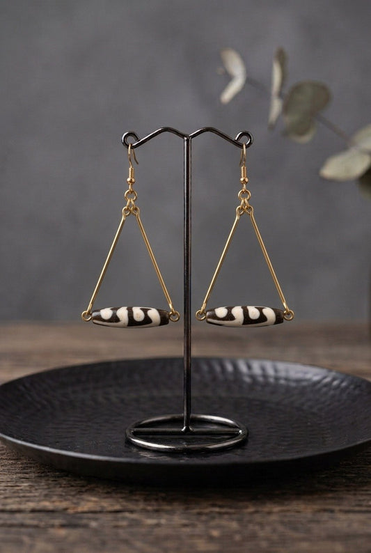 Zebra Triangle Earrings