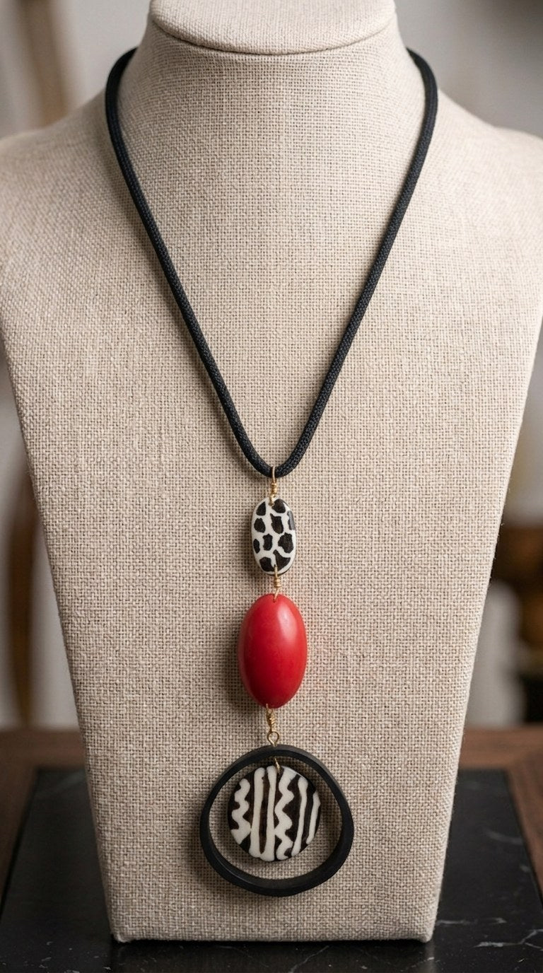 Nyekundu Batik Necklace