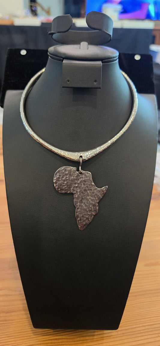 Africa Map Hammered necklace
