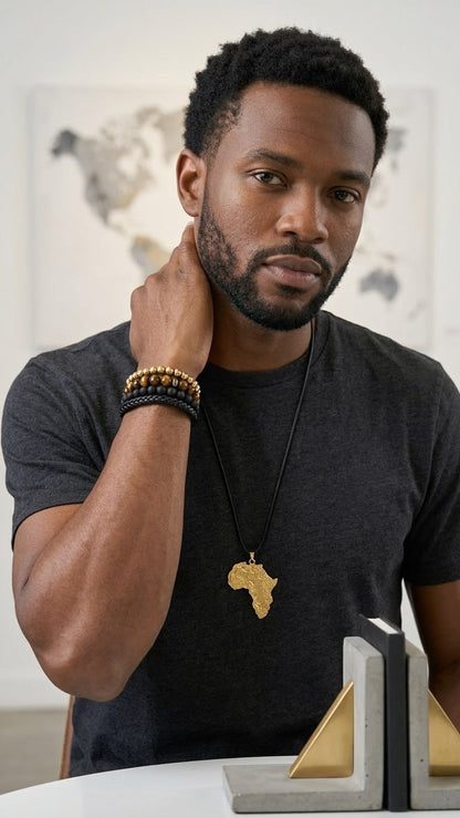 Africa Map Brass Necklace