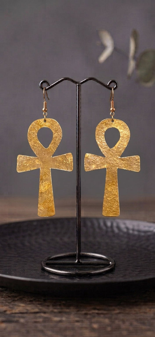 Gold Ankh Earrings