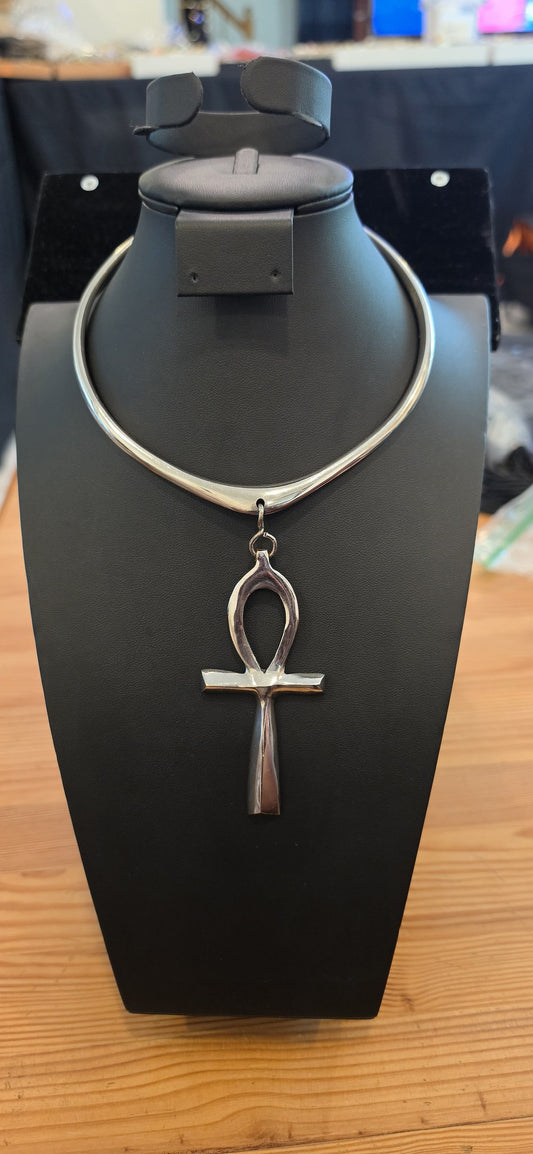 Ankh Choker Necklace-Silver