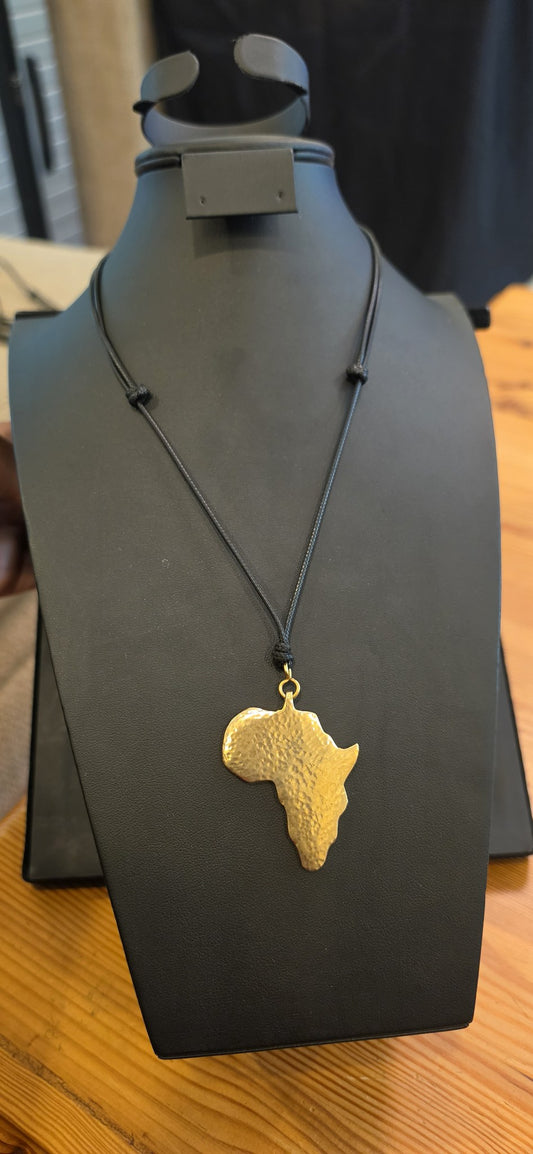 Africa Map Brass Necklace