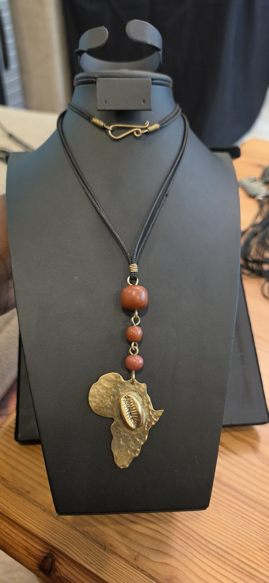 Africa Map Brass Necklace