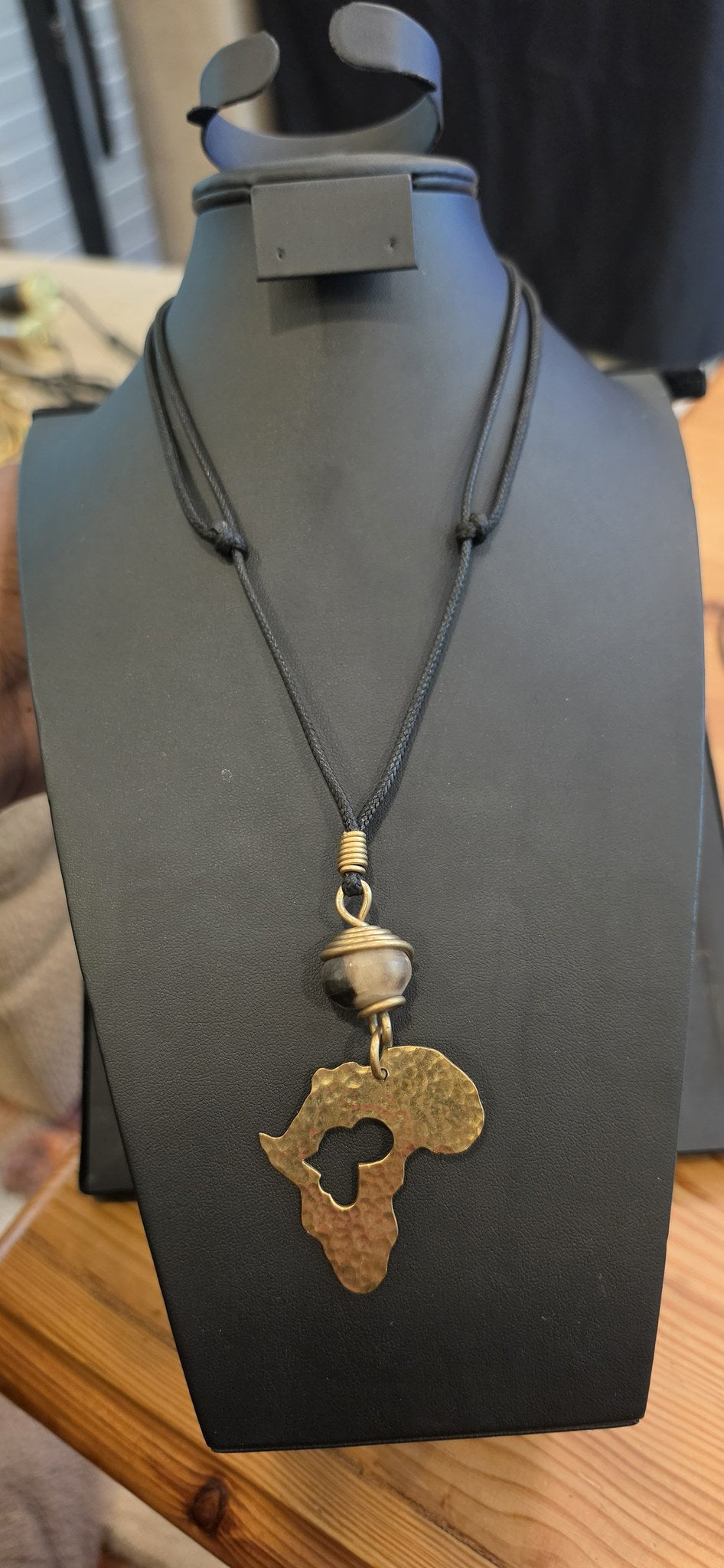 Africa Map Brass Necklace