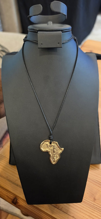 Africa Map Brass Necklace
